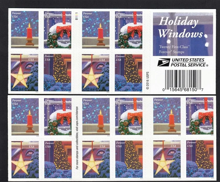 2016 Christmas Holiday Windows. Candle Stamps - Forever Stamps