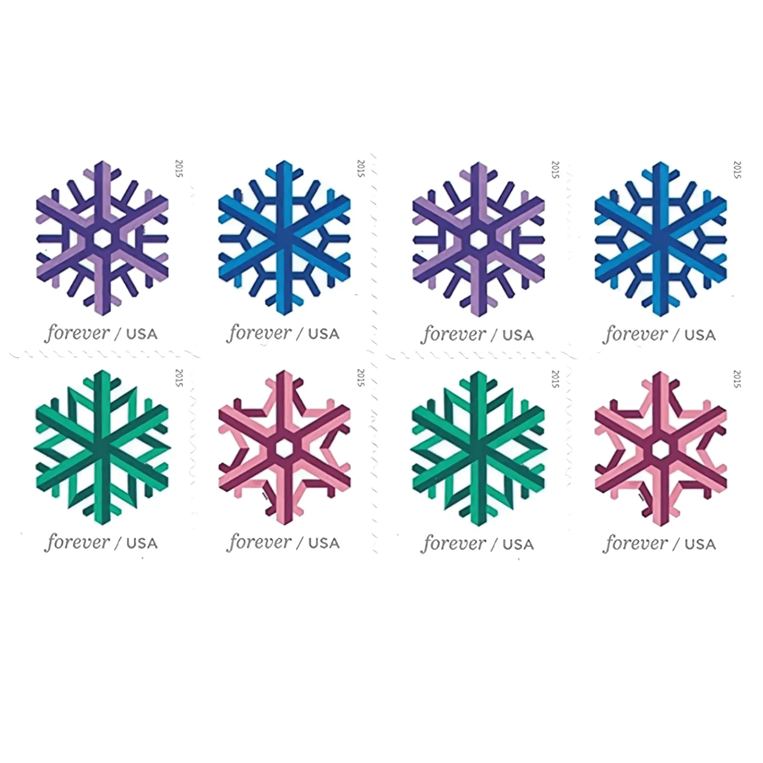 2015 Geometric Snowflake stamps - Forever Stamps